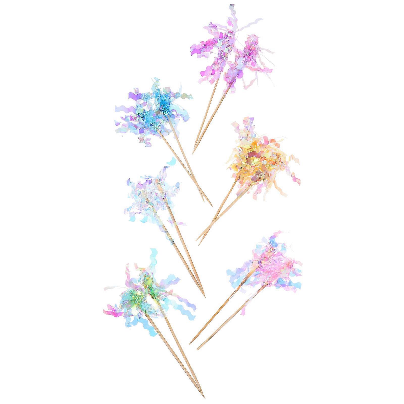 Cake Decoration Tinsel Shape Toppers Green 48Pcs