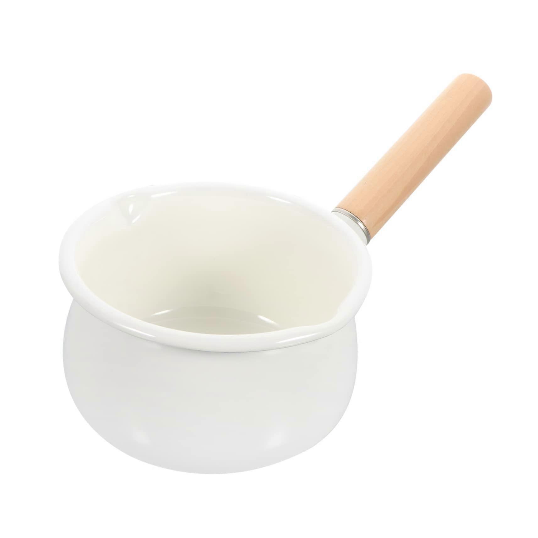Enamel Pot Soup Pots Instant Large Milk Pots Enamel Pots for Cooking Cube Mat Einhell Housewares Food Soup Pot Cooking Pot for Baby Food Wooden White