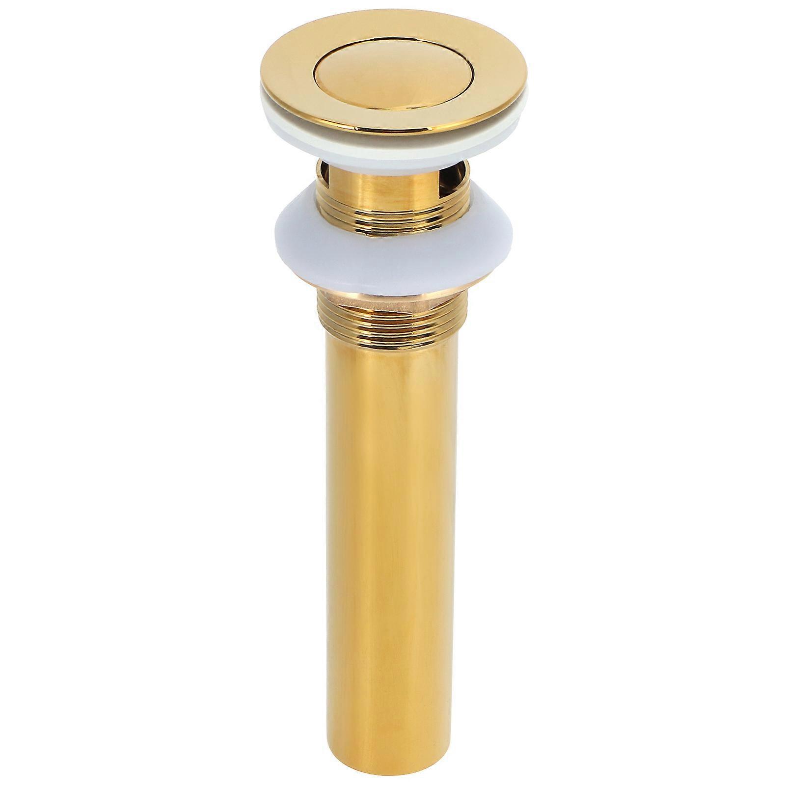 Gold Sink Drain without Overflow Anti Clog Bathroom Faucet Wash Basin Drain Stopper