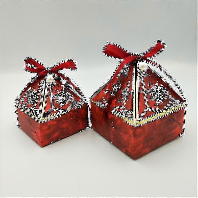 Wedding Gift Box Candy Chocolate Packaging 7x7x8cm Red Pearl