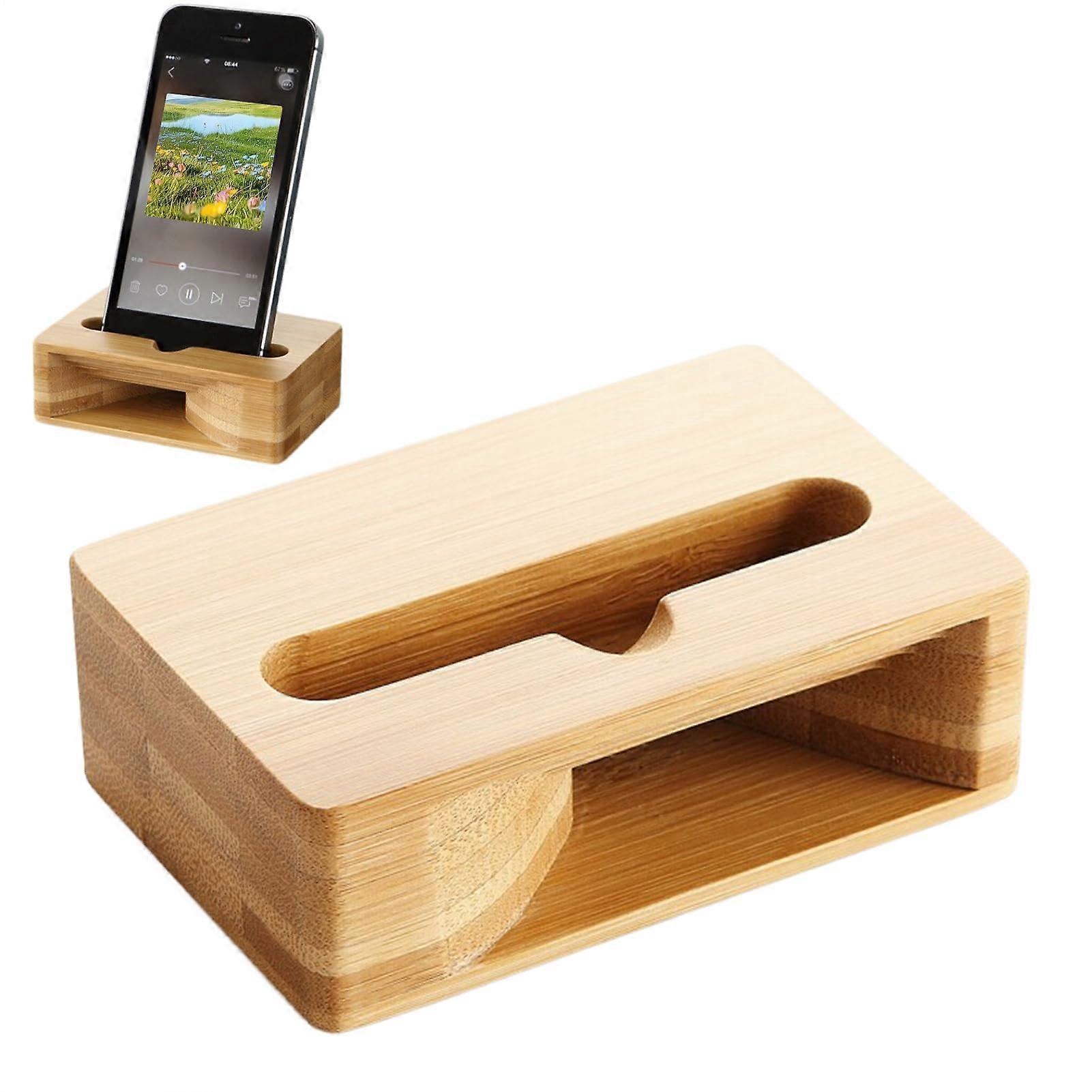 Speaker Amplifier For Phone Holder - Wooden Mount Desk Stand, Wood Speaker For Phone Systems - Clear Calls