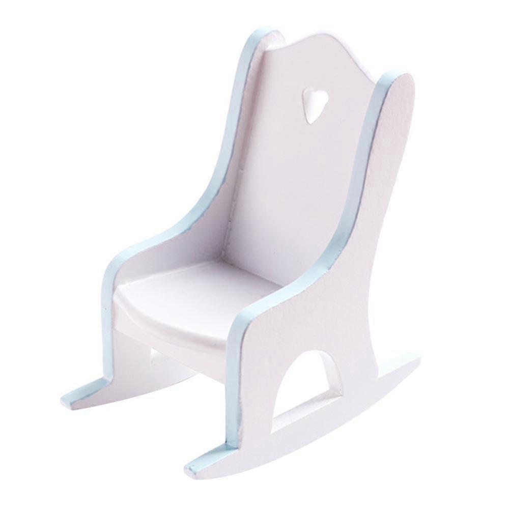 Rocking Chair Miniature Rocking Chair Tiny Size Blue Birch Scene Decoration 1Pcs