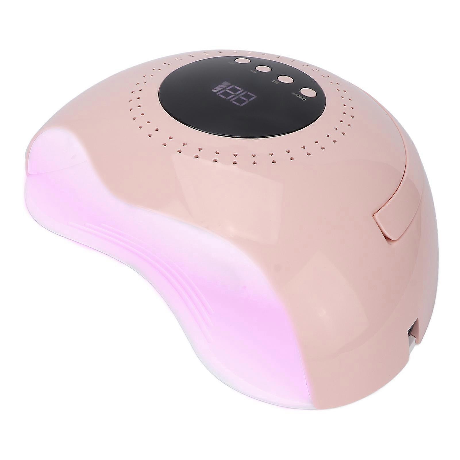 UV LED Nail Lamp 120W Portable LCD Display Gel Polish Curing Lamp Nail Dryer (100‑240V)Pink EU Plug