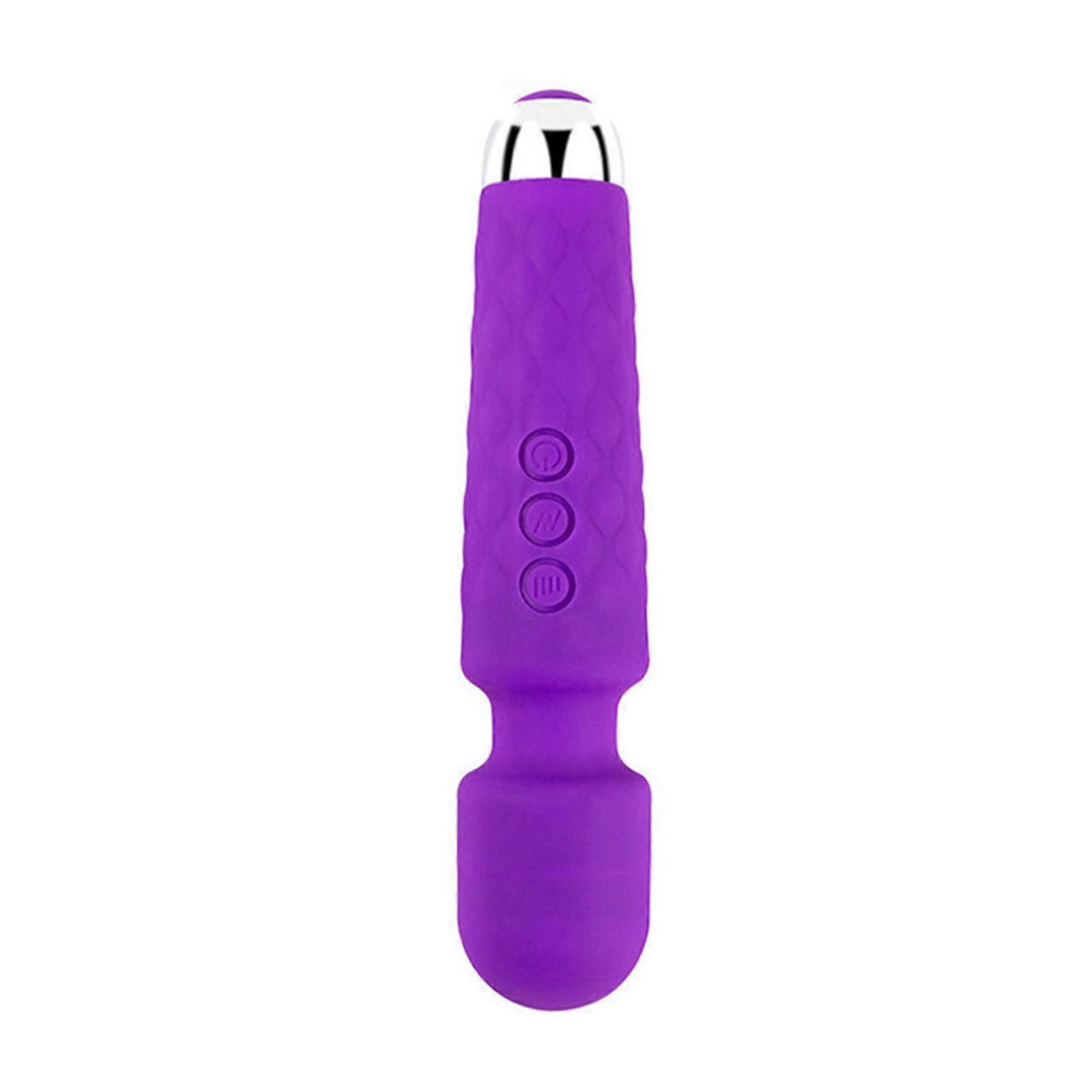 Masseur vibrant 20 fréquence 8 vitesses étanche à faible bruit rechargeable femmes vibration baguette de massage L violet