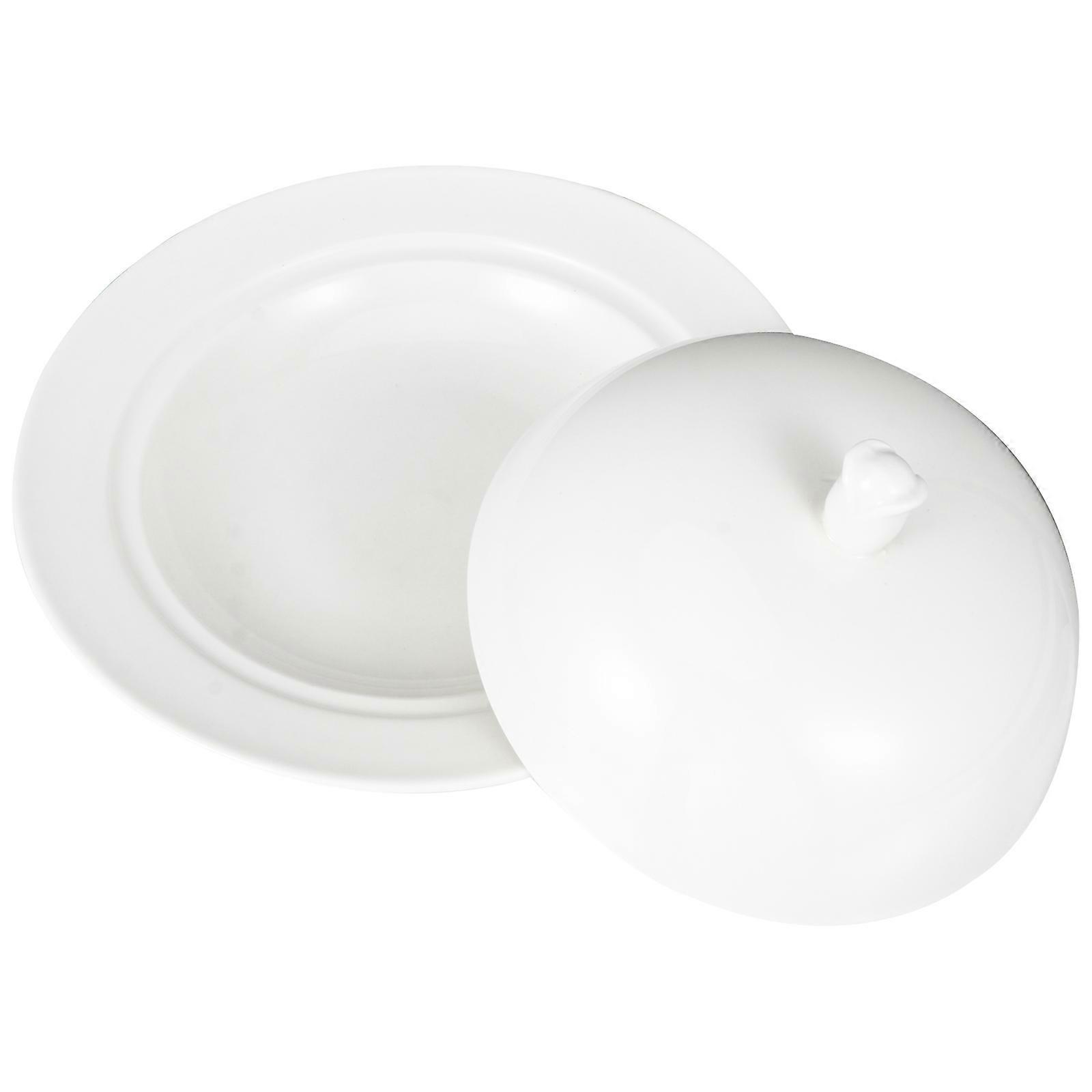 1Pc Ceramic Steak Dish with Lid for Western Food Snack Plate Tableware Set