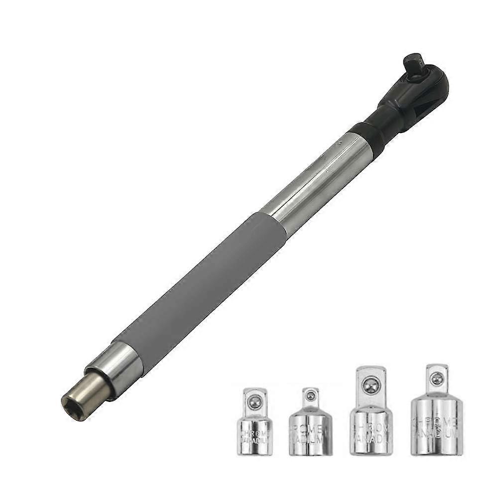 Offset extension wrench, electric ratchet wrench, lightweight, with 4 socket adapters and 1/2inch drill adapter.