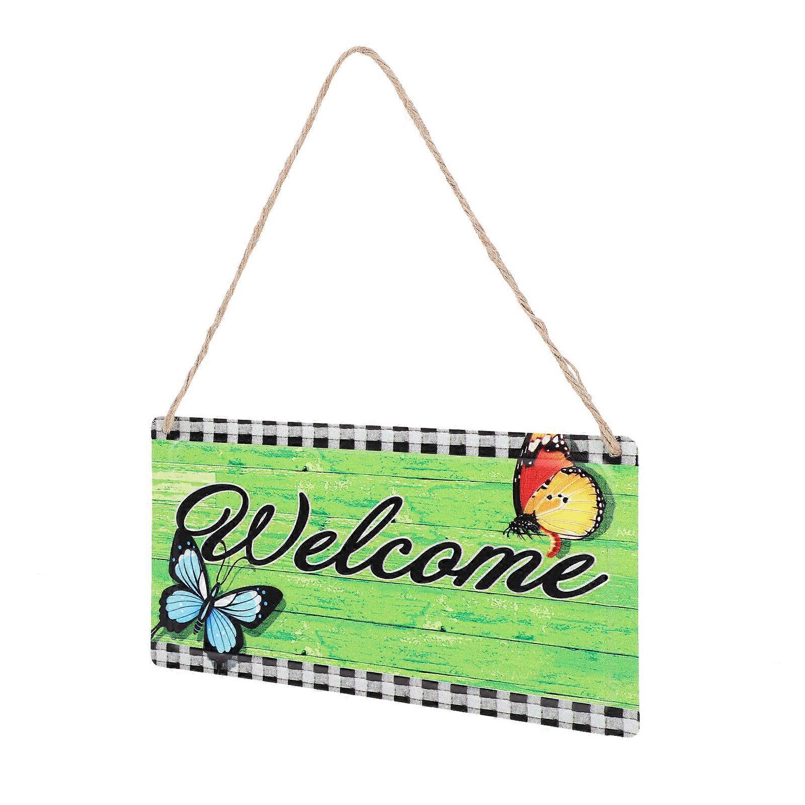 Front Door Decoration Welcome Sign Pendant Holiday Spirits Iron Hemp Rope Round Edges Home Decor Front Porch 1Pcs