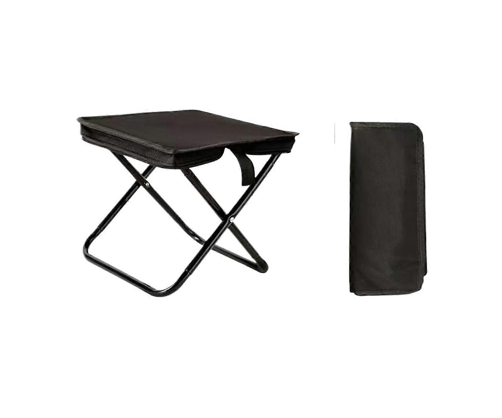 Portable Folding Stool With Zip Pocket Lightweight Foldable Camping Stool For Travel Black 31 x 29 cm