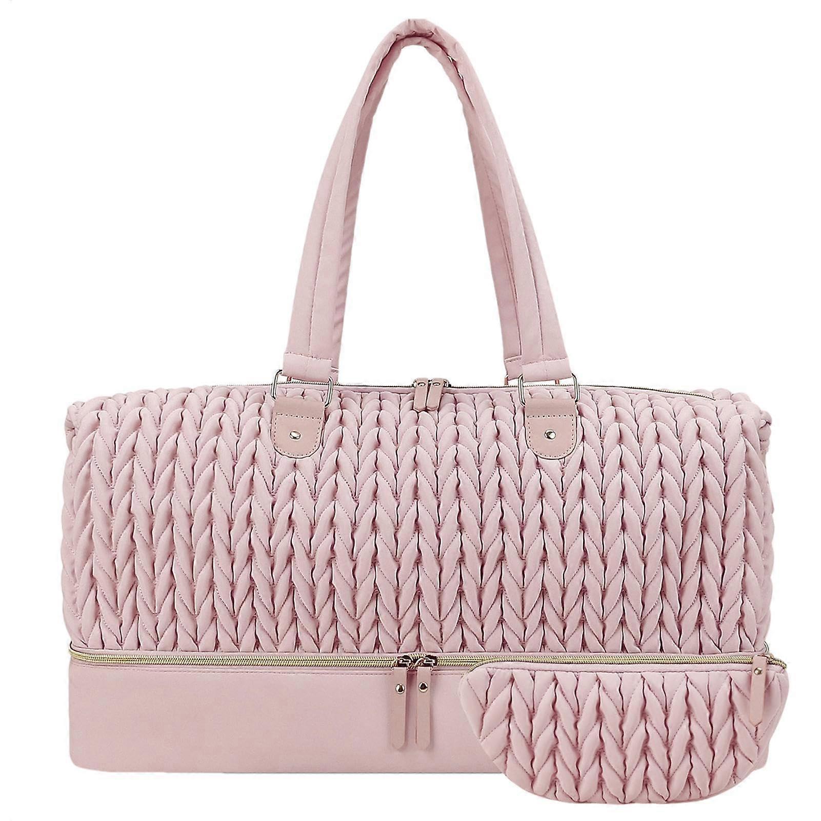 Nappy Tote Bag with Insulated Pocket, Large Waterproof Nappy Organiser for Changing Table, Spacious Pink Diaper Bag