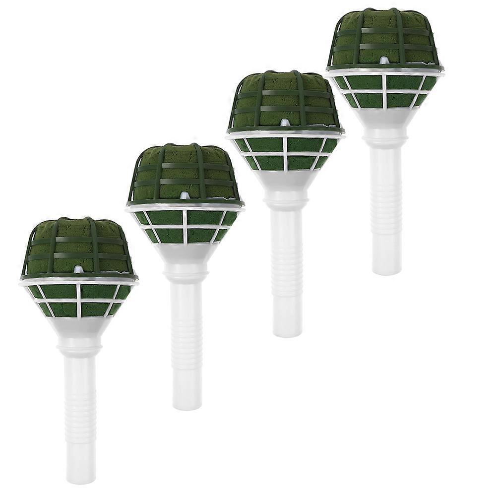 Bridal Floral Handle Bridal Bouquet Holder Flower Arrangement Wedding Decor Oval Shape Green Color 4Pcs