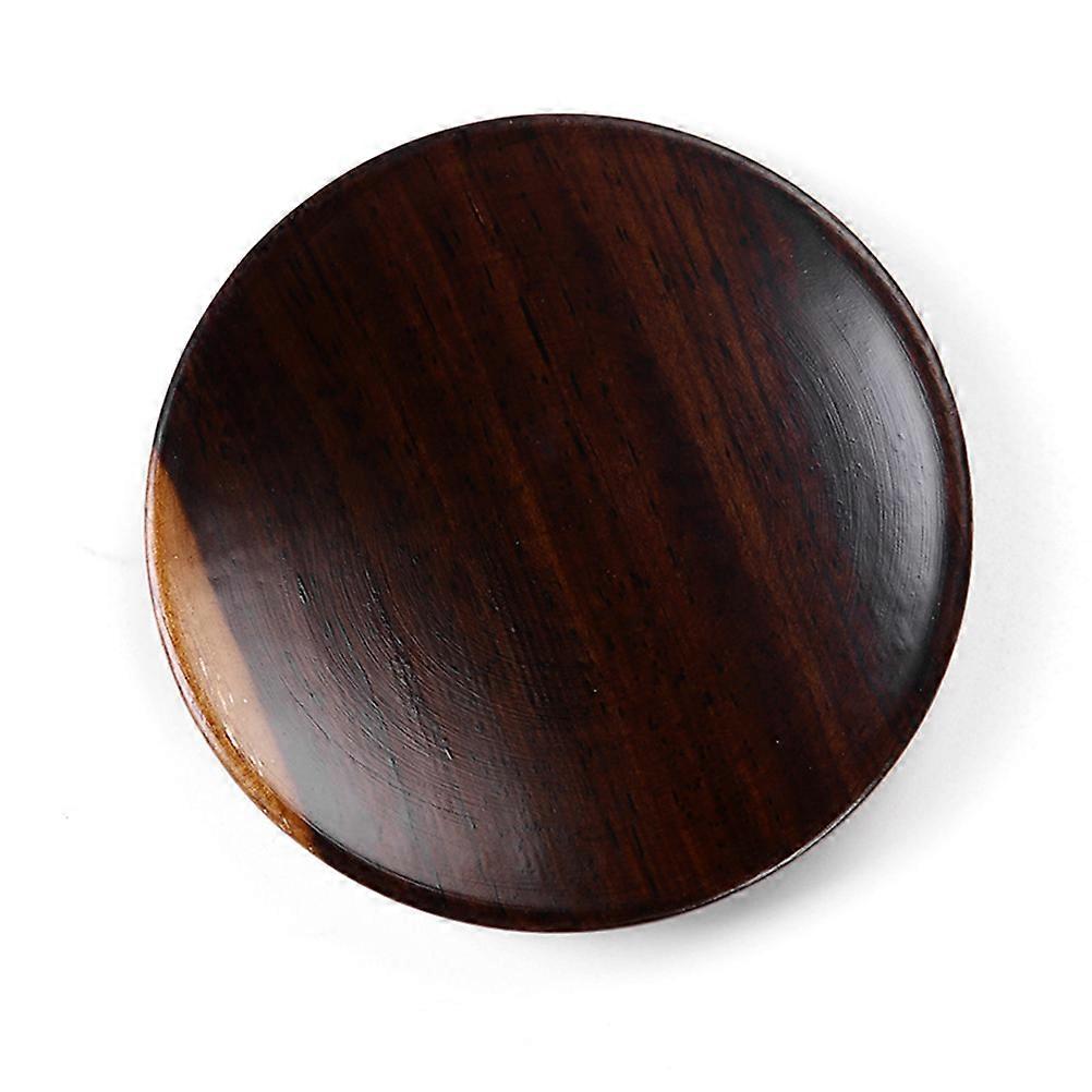 7-Piece Wooden Coaster Set with Holder for Kitchen Use Dark Brown Rounds Raised Edge Catch