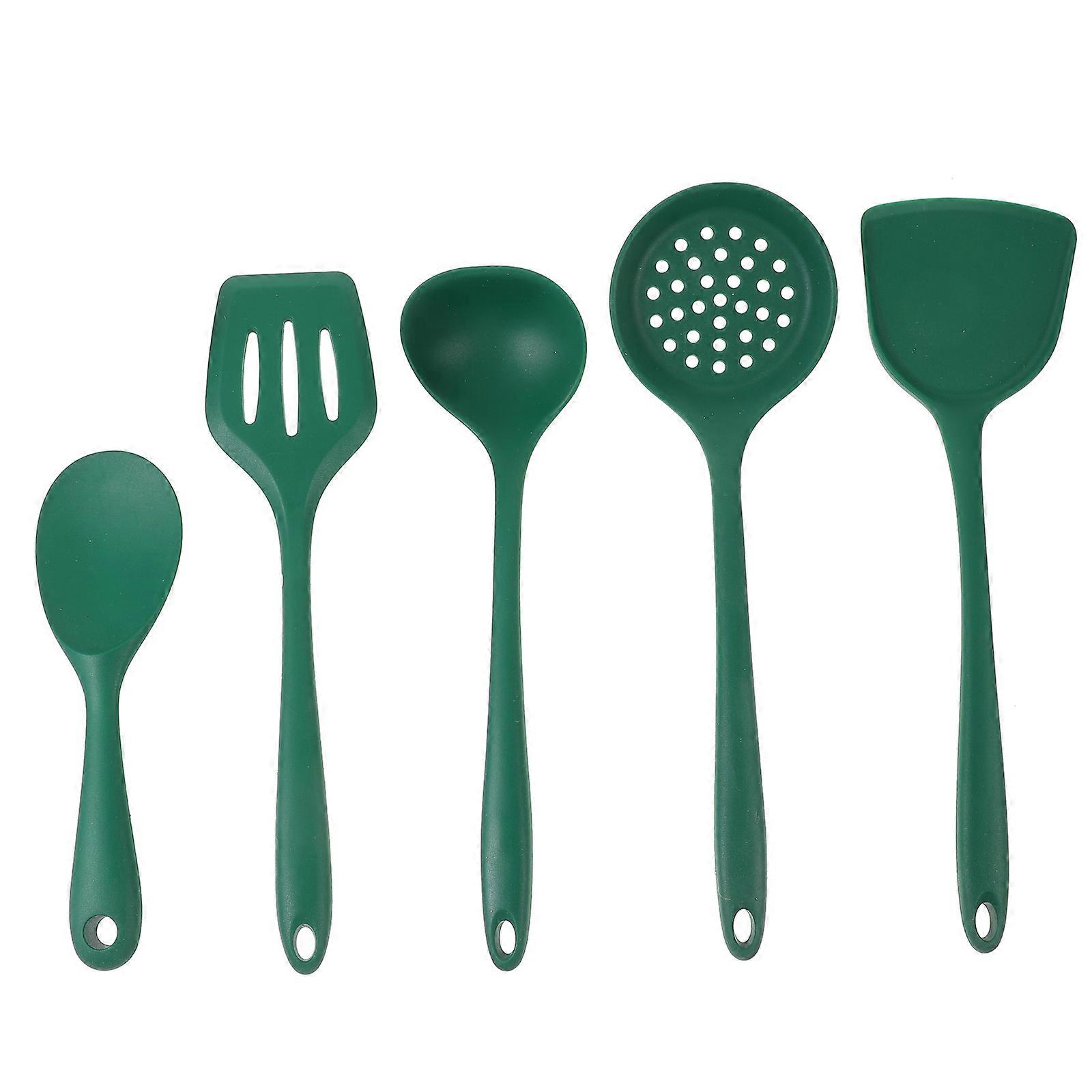 Silicone Utensils For Cooking Kitchen Spatula Set Home Use Green Color Non-stick 1 Set