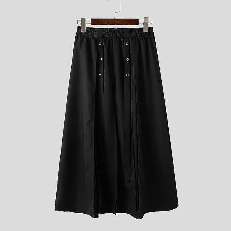INCERUN Menn Elastisk Midje Lang Dusk Plissert Casual Splitts Swing Kilt Skjørt