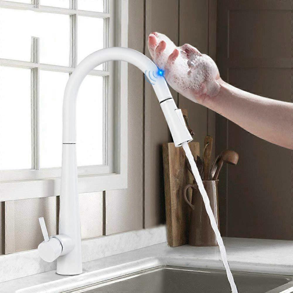 White/black pullout sensor kitchen faucet smart touch control mixer TAP white Aqiong