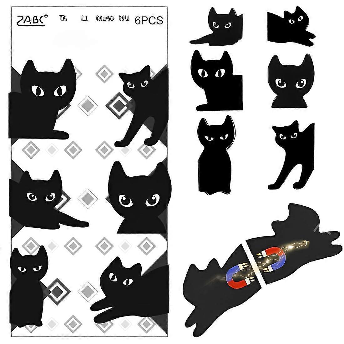 6只装磁性书签,黑猫书签,可爱猫咪书签,儿童,教师,爱书人士及爱猫人士适用的磁性书页标记