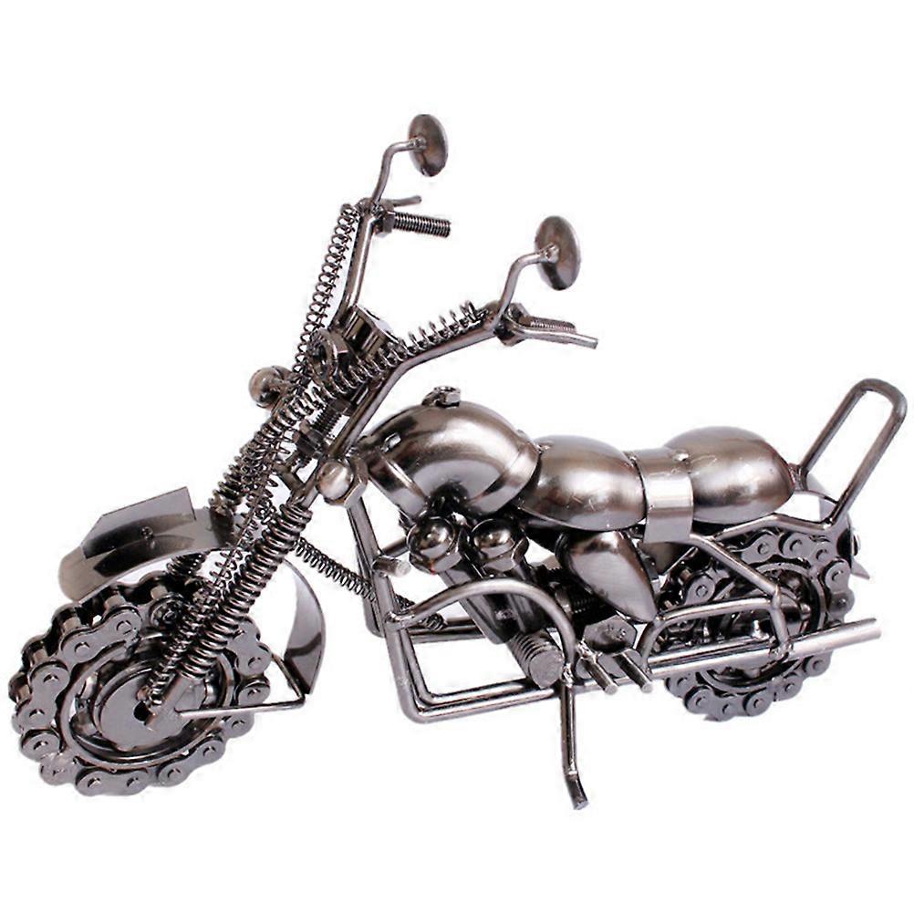 Creative Modern Motorcycle Shape Iron Model For And Shop Decor Silver 1Pack