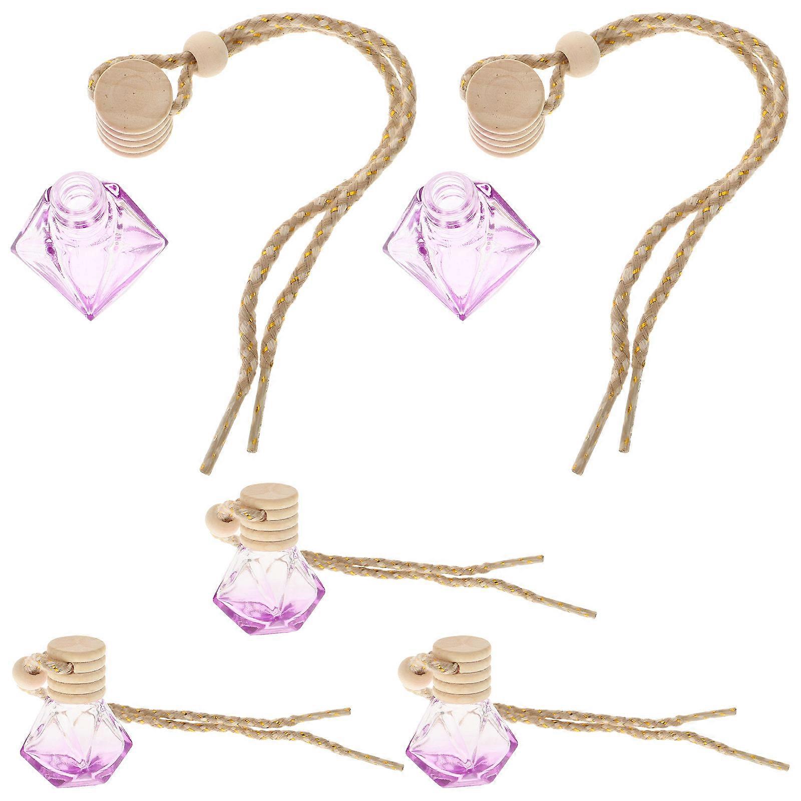 5Pcs Rosy Glass Hanging Perfume Bottle Pendants for Car Decor and Aromatherapy 8ml