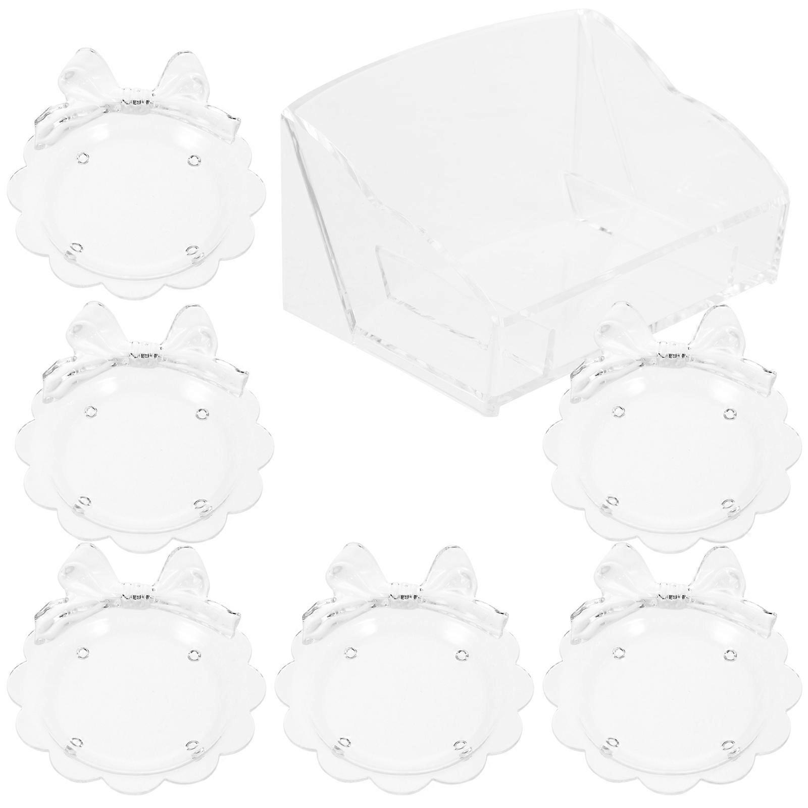 1 Set Acrylic Coasters for Home Non Skid Cup Cushions with Holder Transparent Heat Insulation Design