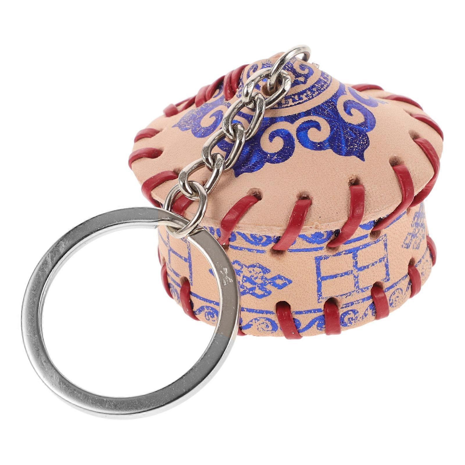 Blue Keychain with Mongolian Tent & Landscape Design – Accessory, Camping Gear & Party Favor for Men & Women