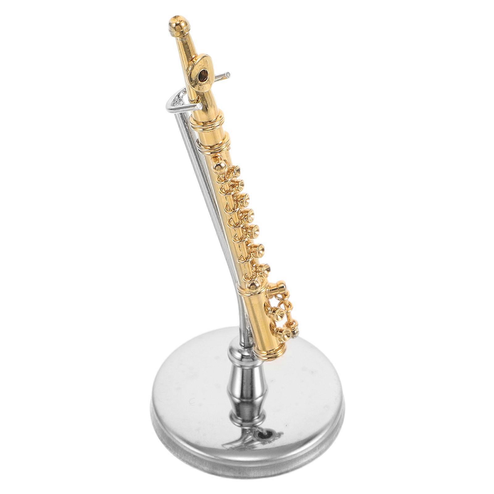 Flute With Stand And Case Ornament For Shelf Decoration Brass Material 1Pack
