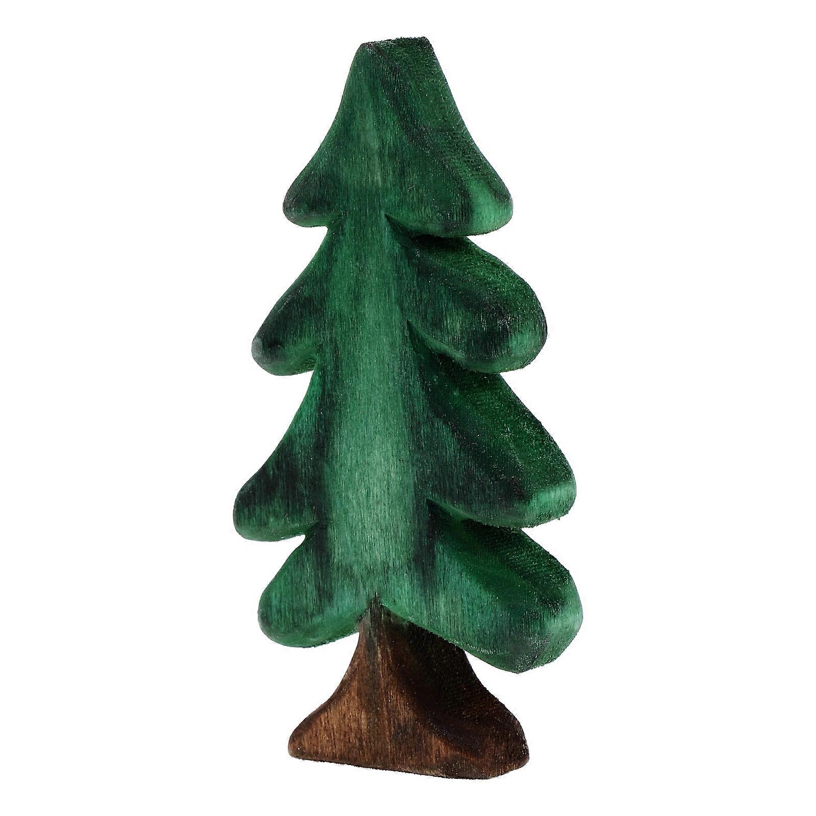 Wooden Christmas Tree Ornament 1 Set Desktop Tabletop Figurine for Xmas Tree Decoration