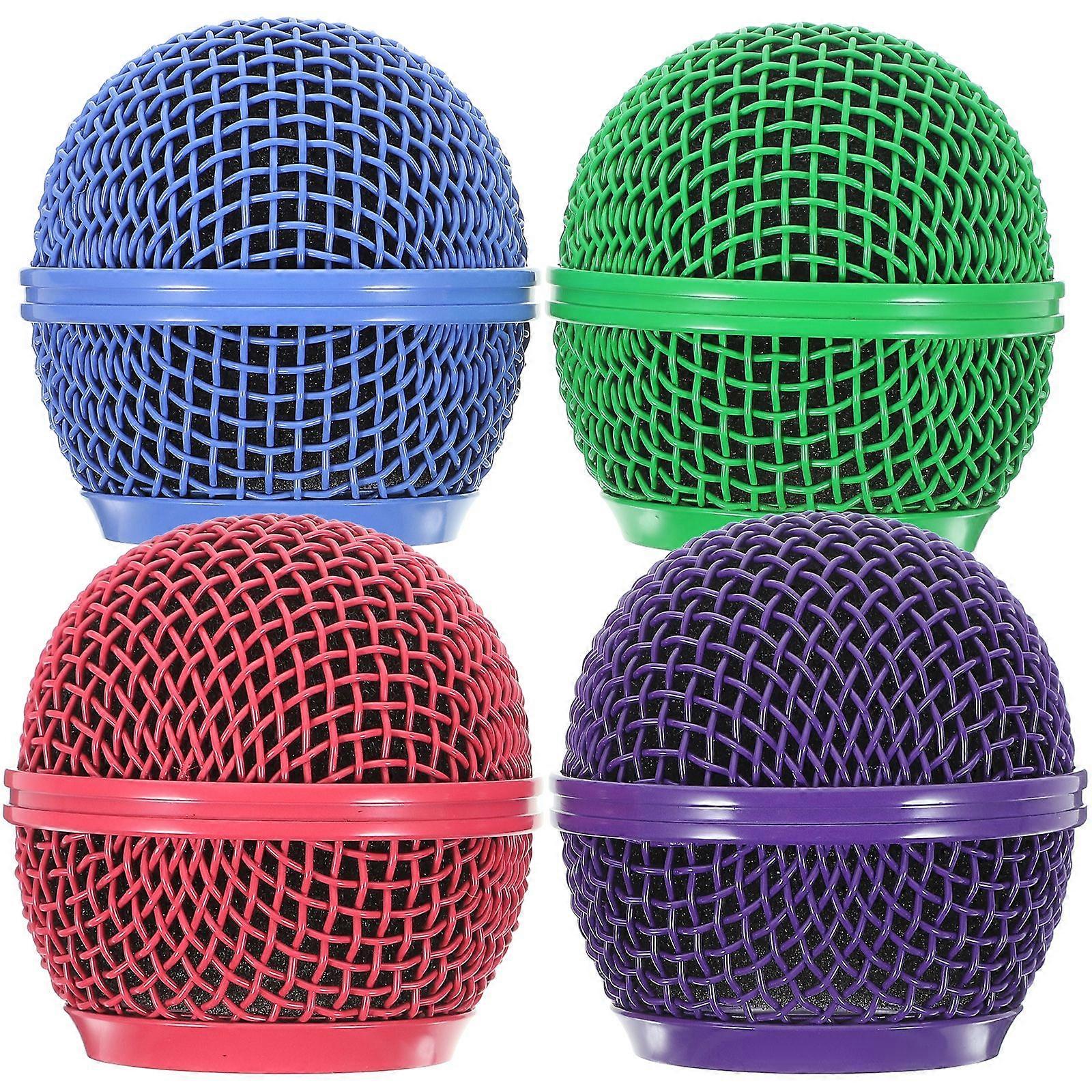 4pcs Microphone Grill Head Mic Ball Head Mesh Grill Mic Mesh Cover Replacements