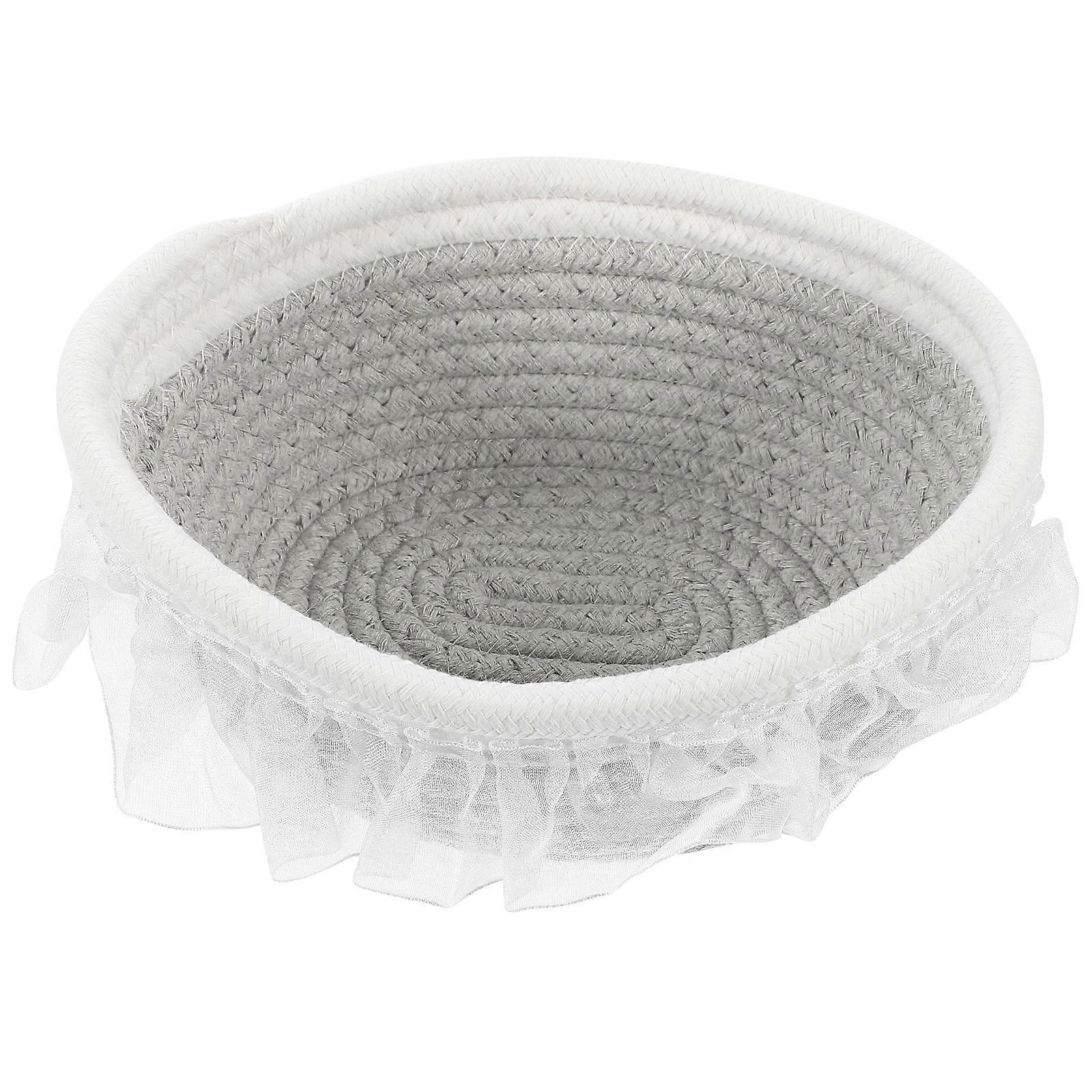 Grey Cloth Makeup Basket Organizer for Storage Use on Countertop 7.5 x 4.5 x 5 inches