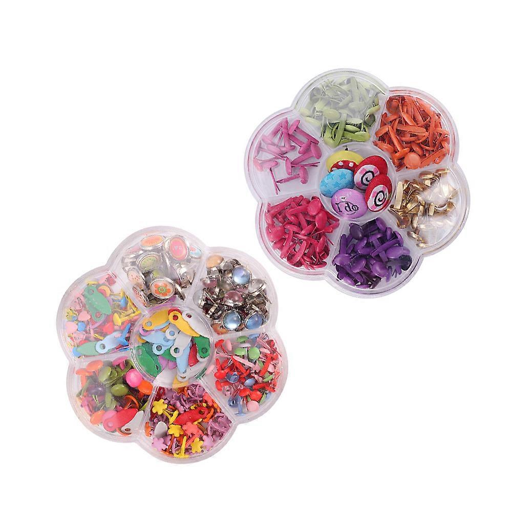 2 Boxes Mixed Metal Brads for Crafts Durable DIY Fasteners for Scrapbooks, Greeting Cards and More Safe, Rounded Corner Design