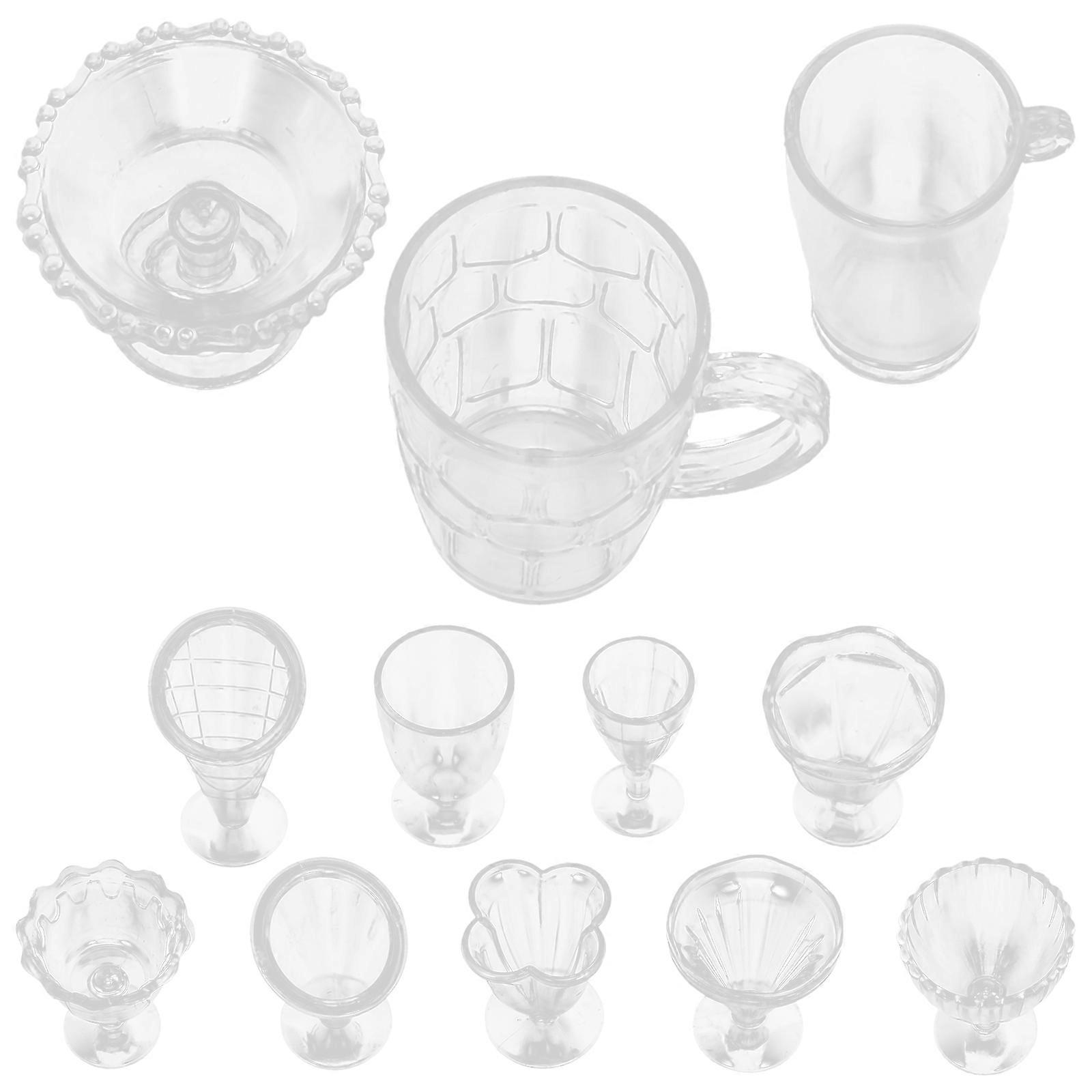 Miniature Plastic Cups for DIY Craft Transparent Mini Ice Cream Cups Set of 4