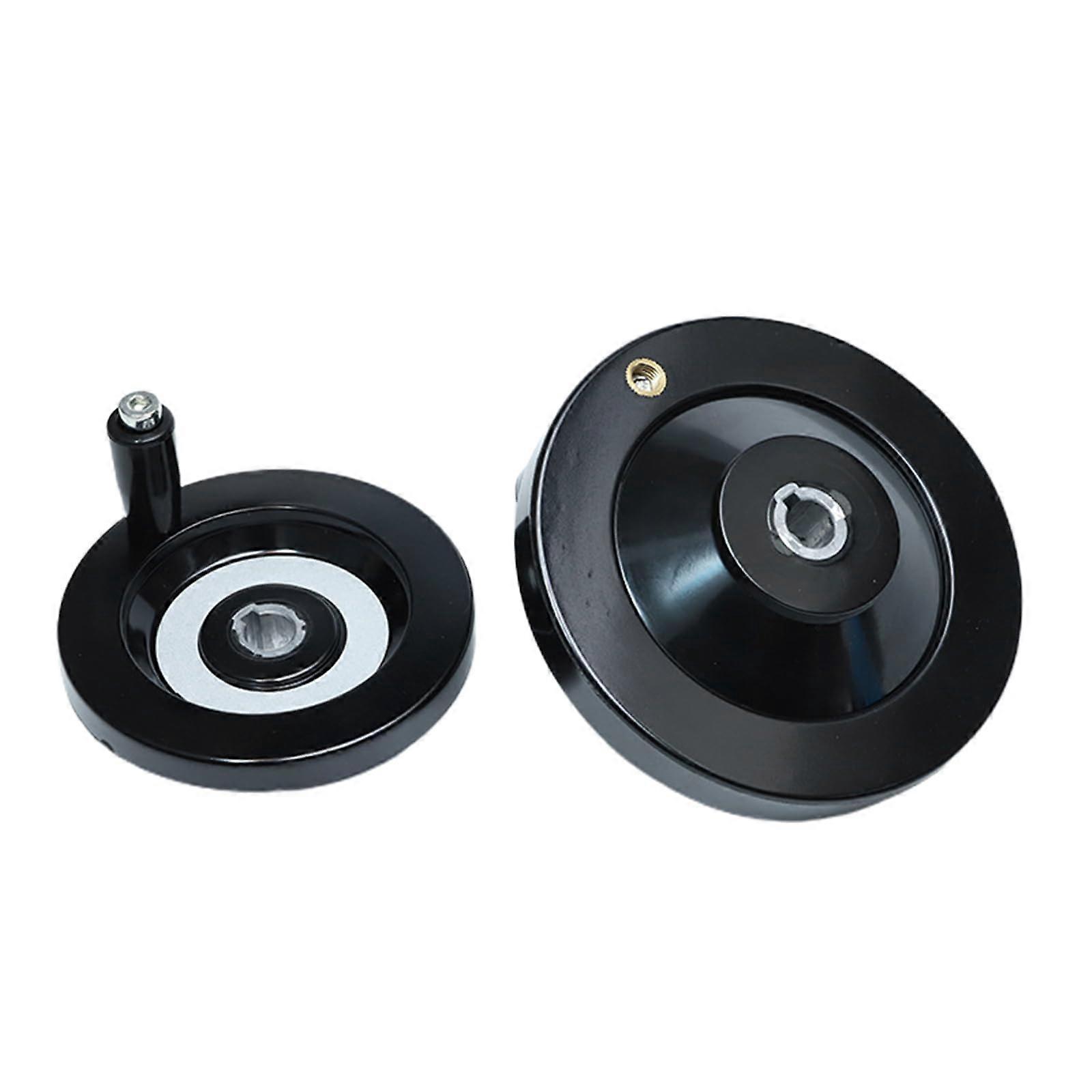 Back Corrugated Cardboard Hand Wheel 16mm x 160mm with Removable Twist Handle for Lathe Machine, Black Bakelite Material