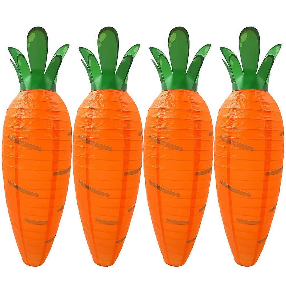 4pcs Carrot Shaped Easter Lanterns Creative Paper Folding Hollow Lanterns