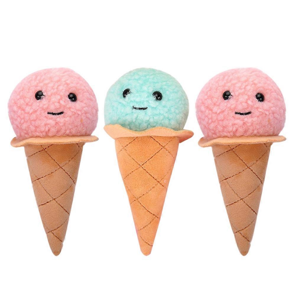Fuzzy Toy Pendant Ice Cream Shape Key Chain Assorted Color For Kids Daily Use 3Set
