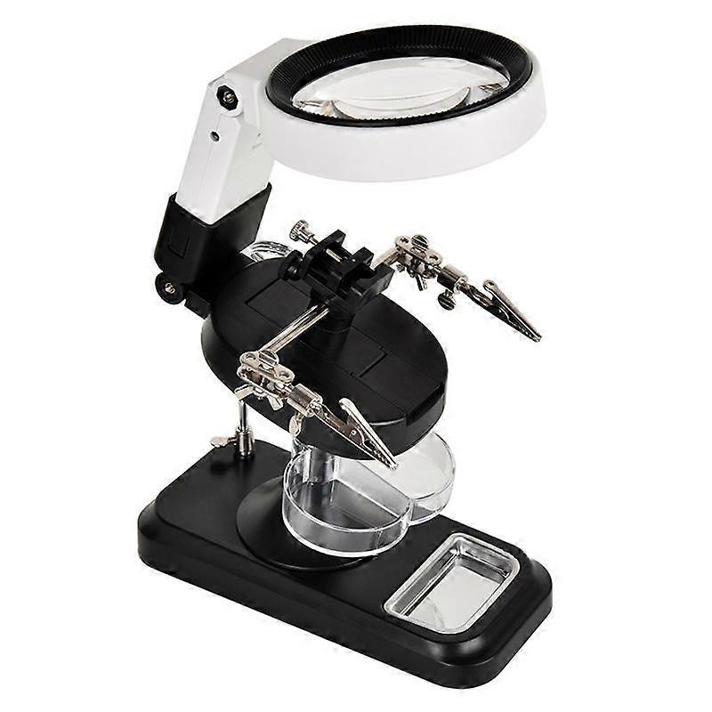5x 10x Desktop Handheld Magnifying Glass 32 LEDs Soldering Iron Maintenance Workbench