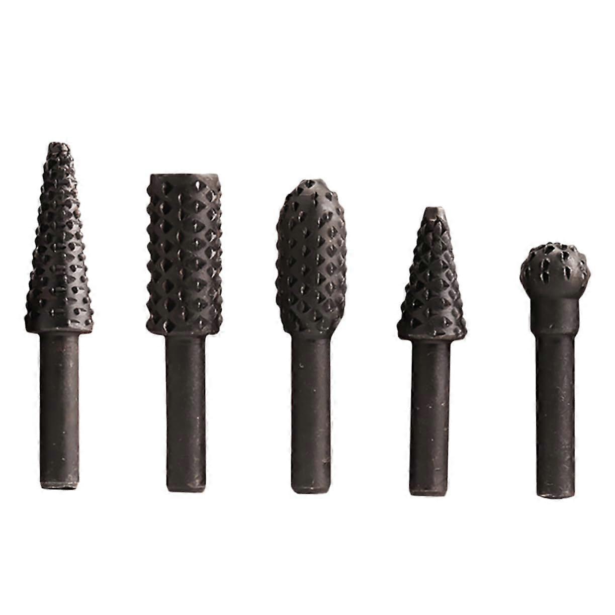 Rotating File Drill Set 5 Pieces Wood Carving and Sanding Tool Black with Superior Sanding Effect