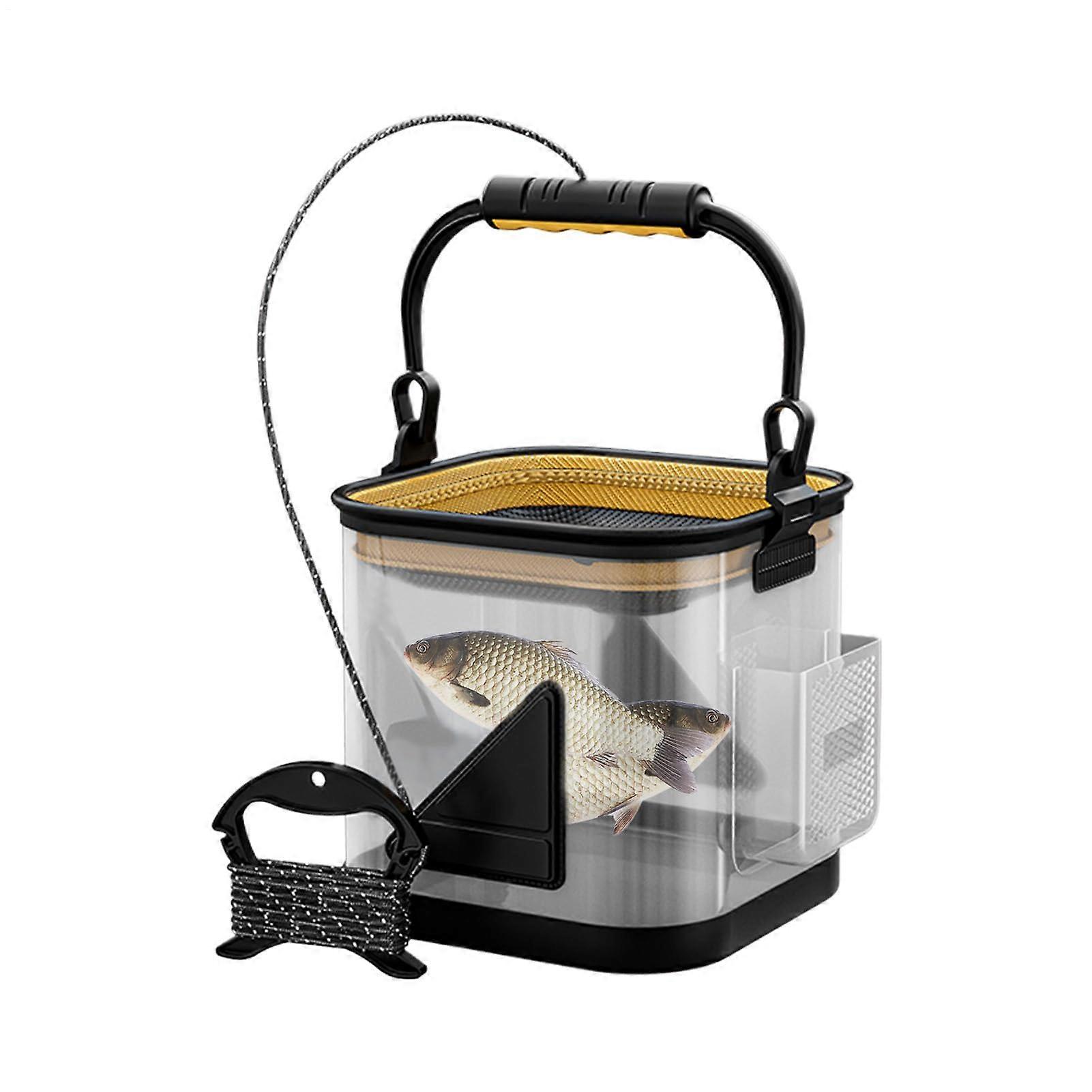 Baitfish bucket, transparent container for live fish, multifunctional EVA fish basket.