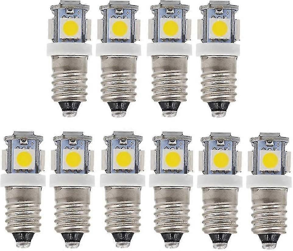 10-Pack E10 9V 5W LED Bulbs Cool White