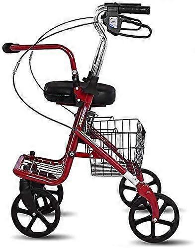 Rollator Aluminum Frame Folding Walker With Seat And Storage Bag Four Wheel Lightweight Mobility Aid For Seniors