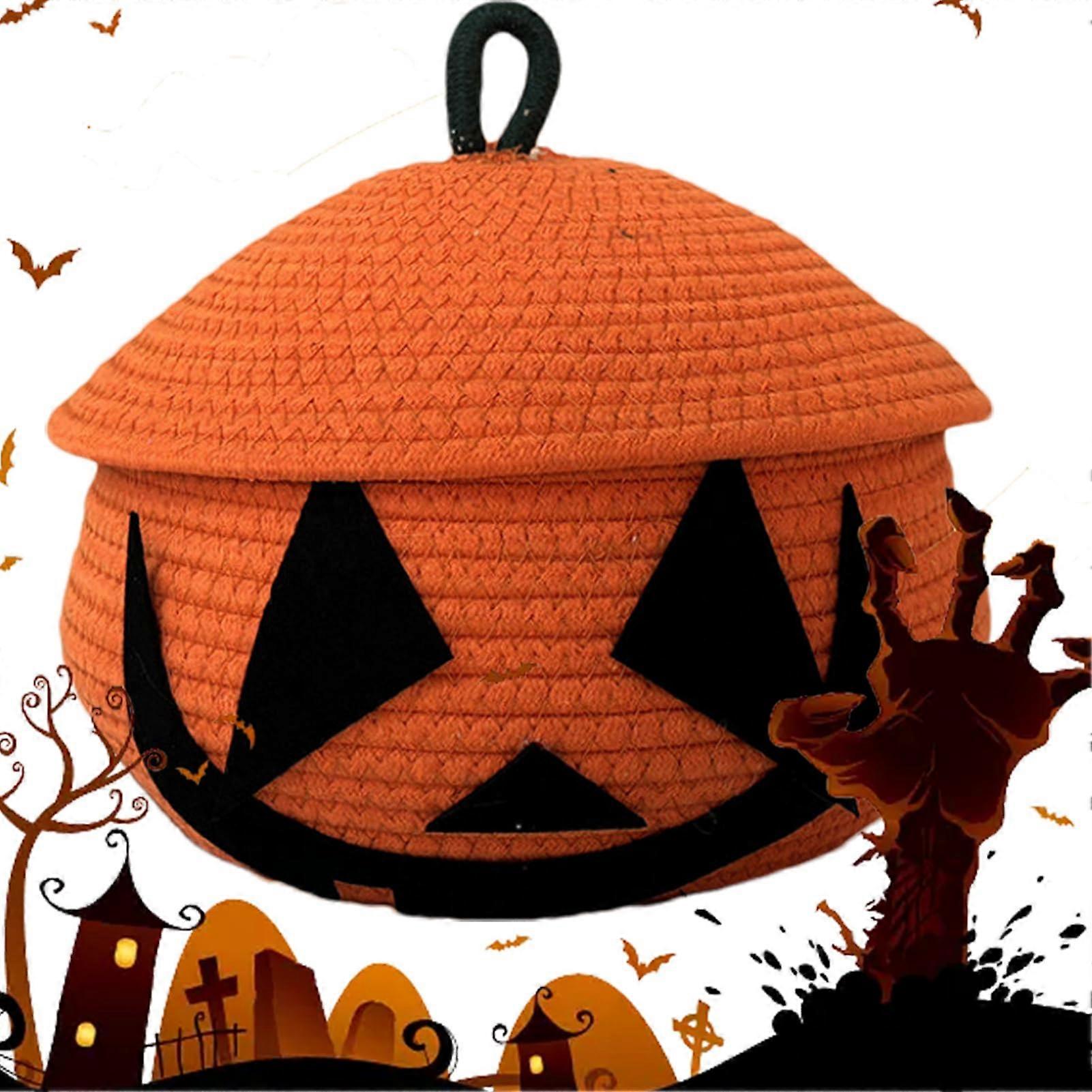 Pumpkin basket Cotton thread storage Halloween organizer Decorative bowl for essentials