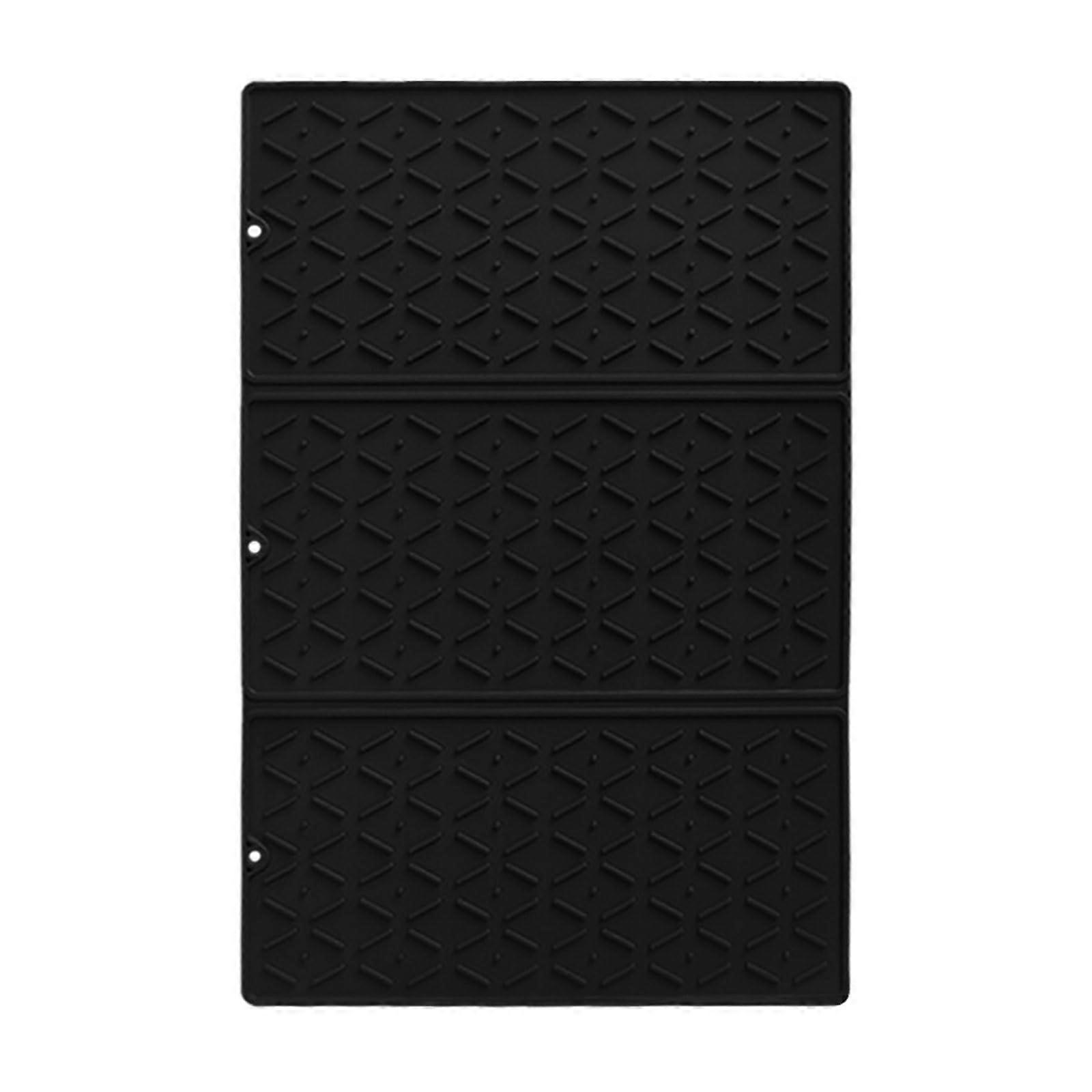 Silicone Drying Mat for Kitchen Counter, Non-Slip, Large Size, Black, Ideal for Draining Cookware and Fruits