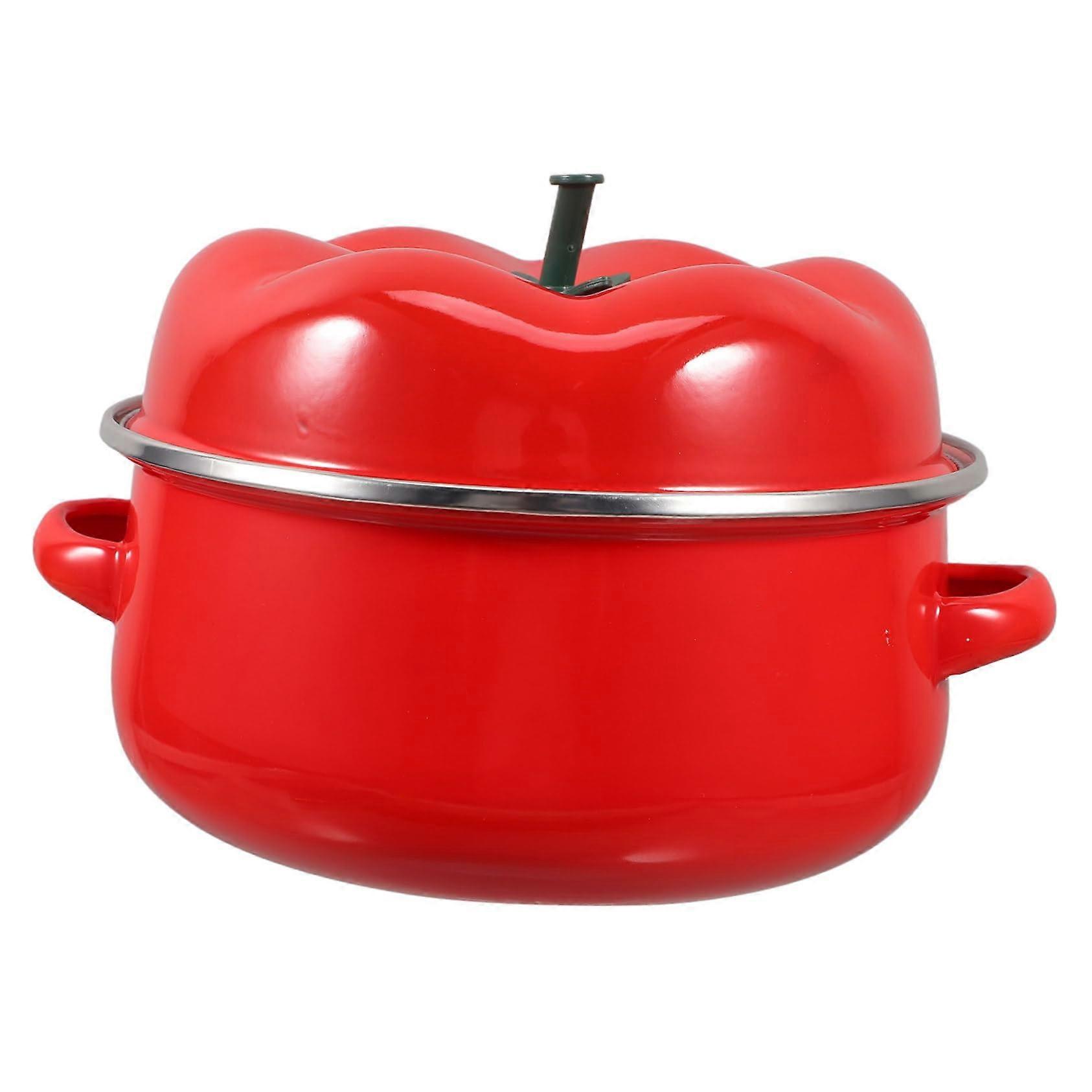Small Enamel Stew Pot With Lid For Induction Cookers 20 Cm Vintage Style For Soup And Noodle Soup Home Kitchen