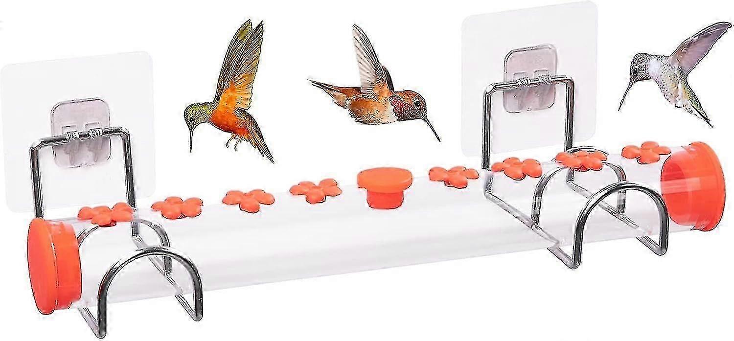 Window Hummingbird Feeder, Top Fill Humming Bird Feeder Tube With 18 Ports Leak Proof Bird Feeder For Outside Viewing