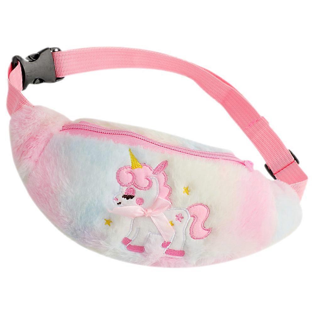 ユニコーンファニーパック女の子用ファッショナブルチェストバッグ愛らしいピンク26x11cm貴重品を保護1パック
