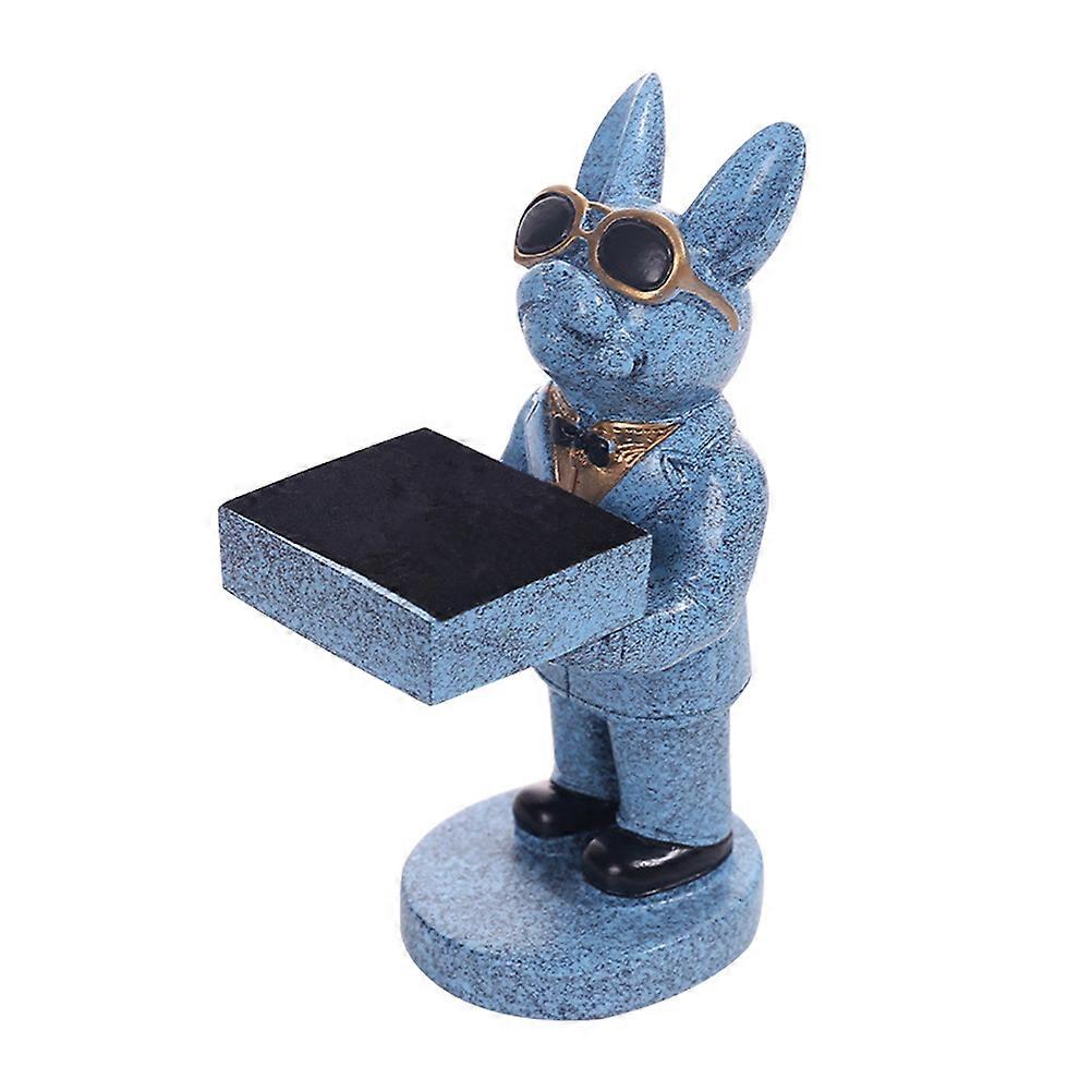 Stylish Resin Bulldog Watch Stand for Storage Blue Compact Size 4.7x2.6x3.1 Inches