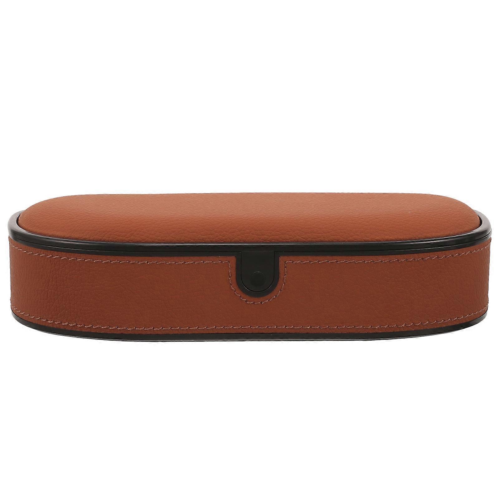 Brown Car Armrest Cushion with Storage Box and Adjustable Height for Comfortable Driving