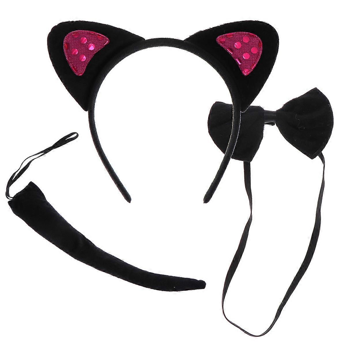 Cat Themed Party Supplies With Sequin Cat Ears And Tail For Performance Cosplay And Mardi Gras Events 3Pcs