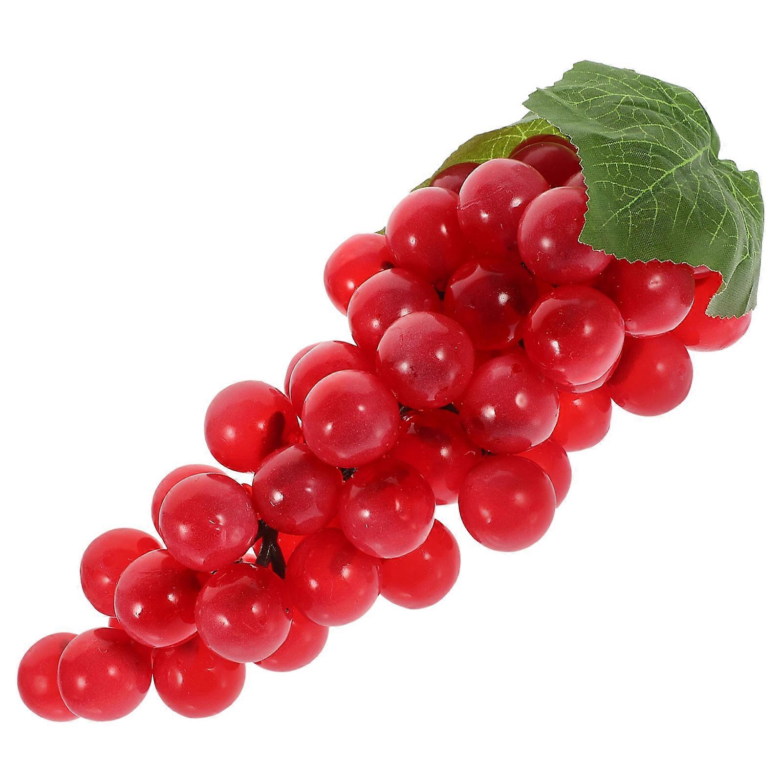 Foam Artificial Grape String for Decor with Red Color and Lifelike Design 18.5 Inches