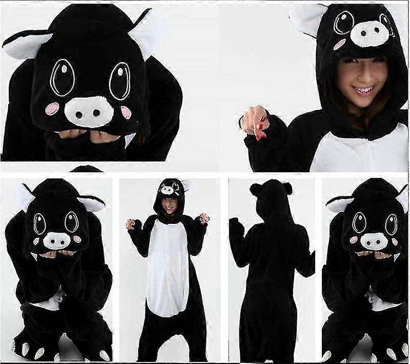 Hayvan Onesie Kadın Flanel Pijama Seti Yetişkin Unisex Erkekler Cadılar Bayramı Domuz Cosplay Kostüm Çift Pijama Çocuk Noel Tulum