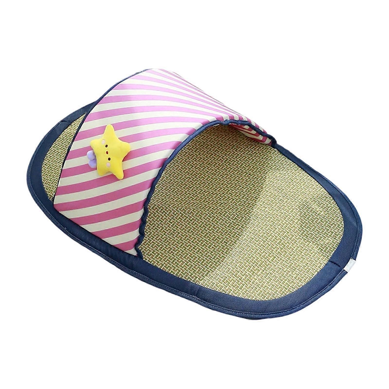 Slippershape Cooling Pet Bed with Breathable Rattan, Non-Slip Base, Outdoor Dog and Cat Mat for All Sizes