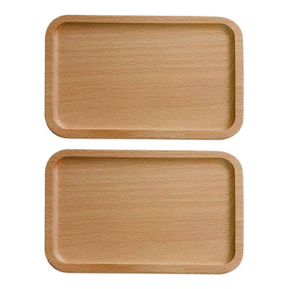 Solid wood tray, rectangular bathroom or tea service, small and practical, 2-piece set.