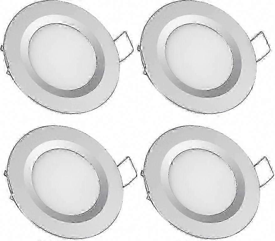 4 عبوات 12 فولت LED كاشفة كاشفة راحة 3 واط 3200 كيلو أبيض دافئ لقارب متنقل قافلة فان يخت - حجم ثقب 58-65 مم (فضي)